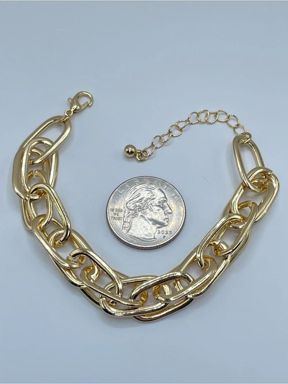 Gold Double Link Oval Chain Bracelet Chunky Statement Boho Glam
